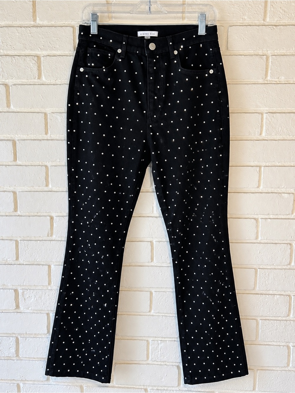 Gianni Bini Black Rhinestone Embellished Jeans Size 30 Straight Leg